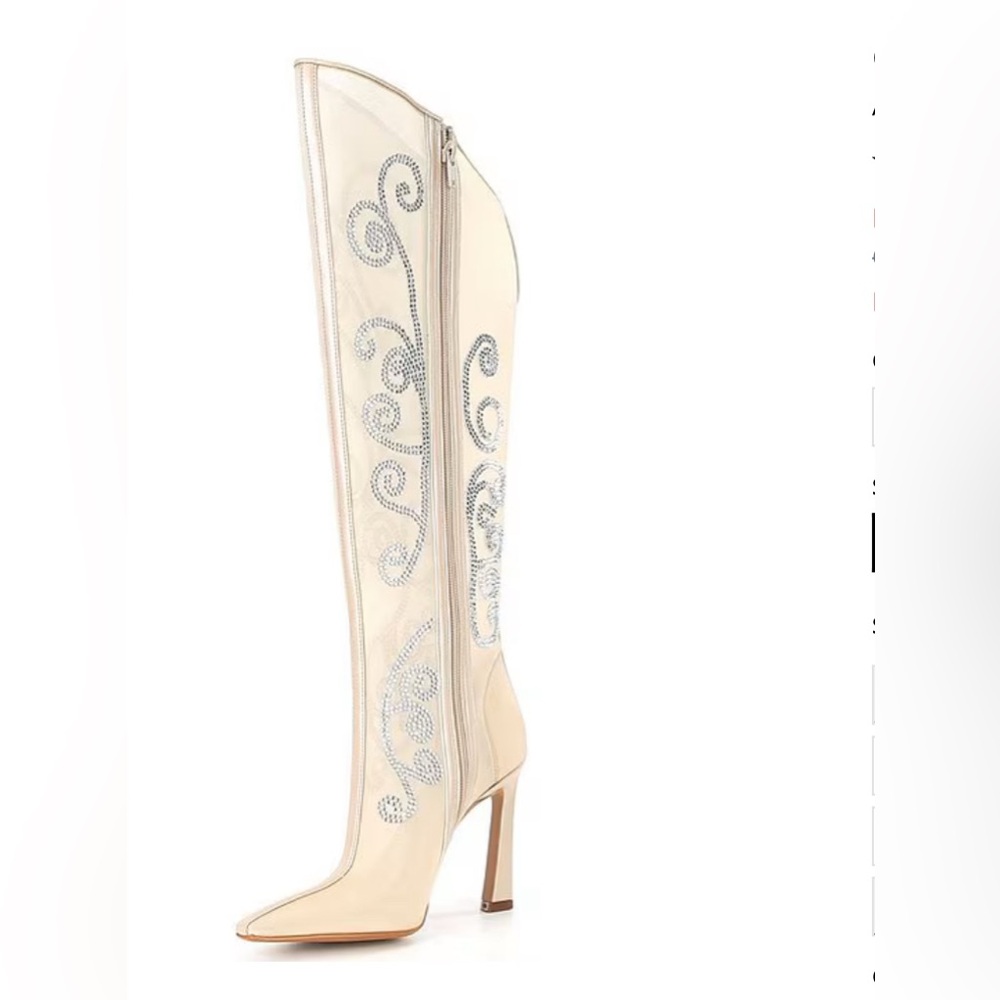 Gianni Bini Audrina Mesh Rhinestone Tall High Heel Boots, narrow calf.